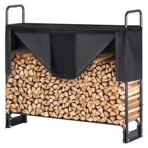 VEVOR Estante para leña para exteriores de 4,3 pies con cubierta 52 x 14,2 x 46,1 pulgadas