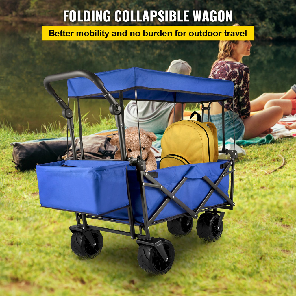 VEVOR Carrito de jardín plegable extragrande con toldo extraíble