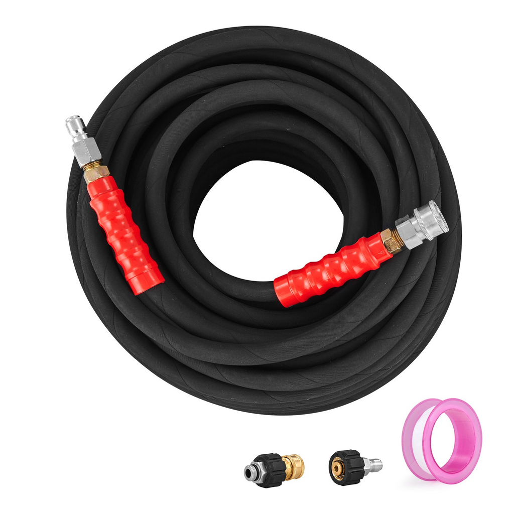 Manguera para hidrolavadora VEVOR 100 pies sin torceduras 3/8"-φ14.8 macho, 3/8"-φ15 hembra radio de curvatura de 4.9'' de 4800 PSI