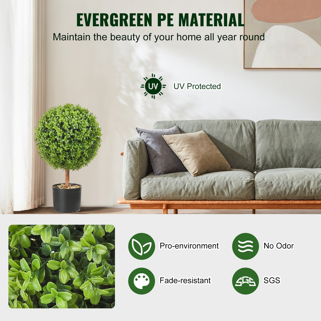 VEVOR 2x Bolas de boj artificiales 40,6cm incluye 4 mariposas decorativas y 10 piezas de repuesto