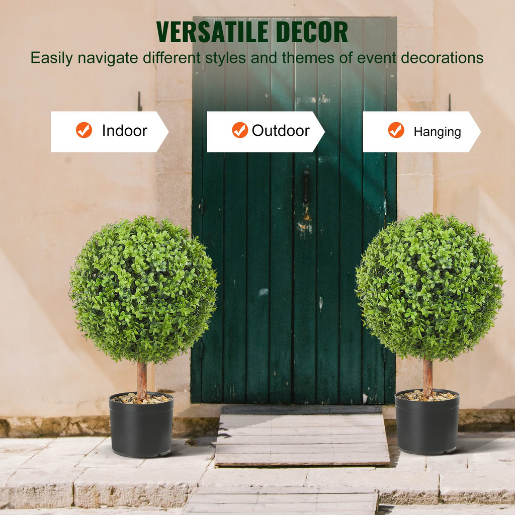 VEVOR 2x Bolas de boj artificiales 40,6cm incluye 4 mariposas decorativas y 10 piezas de repuesto