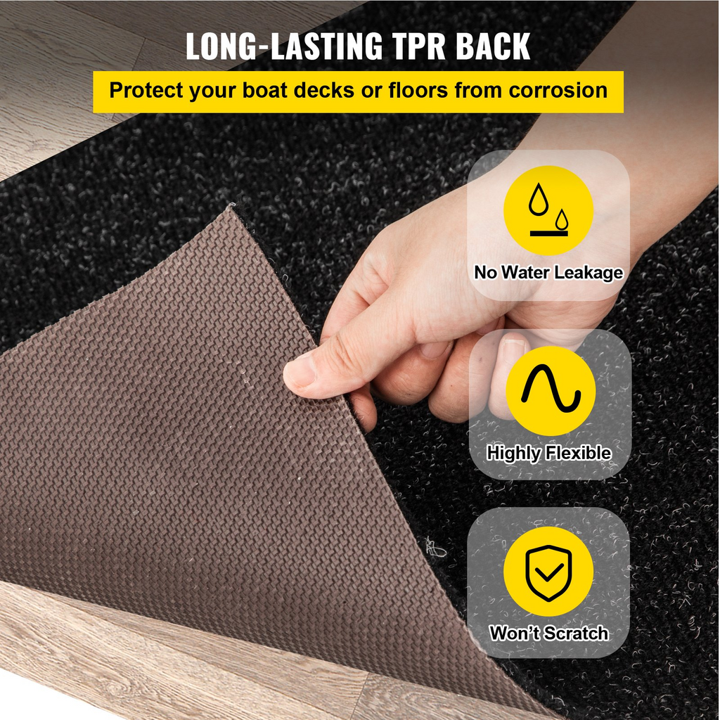 VEVOR Alfombra para barco 1,80 m x 5,50 m color negro