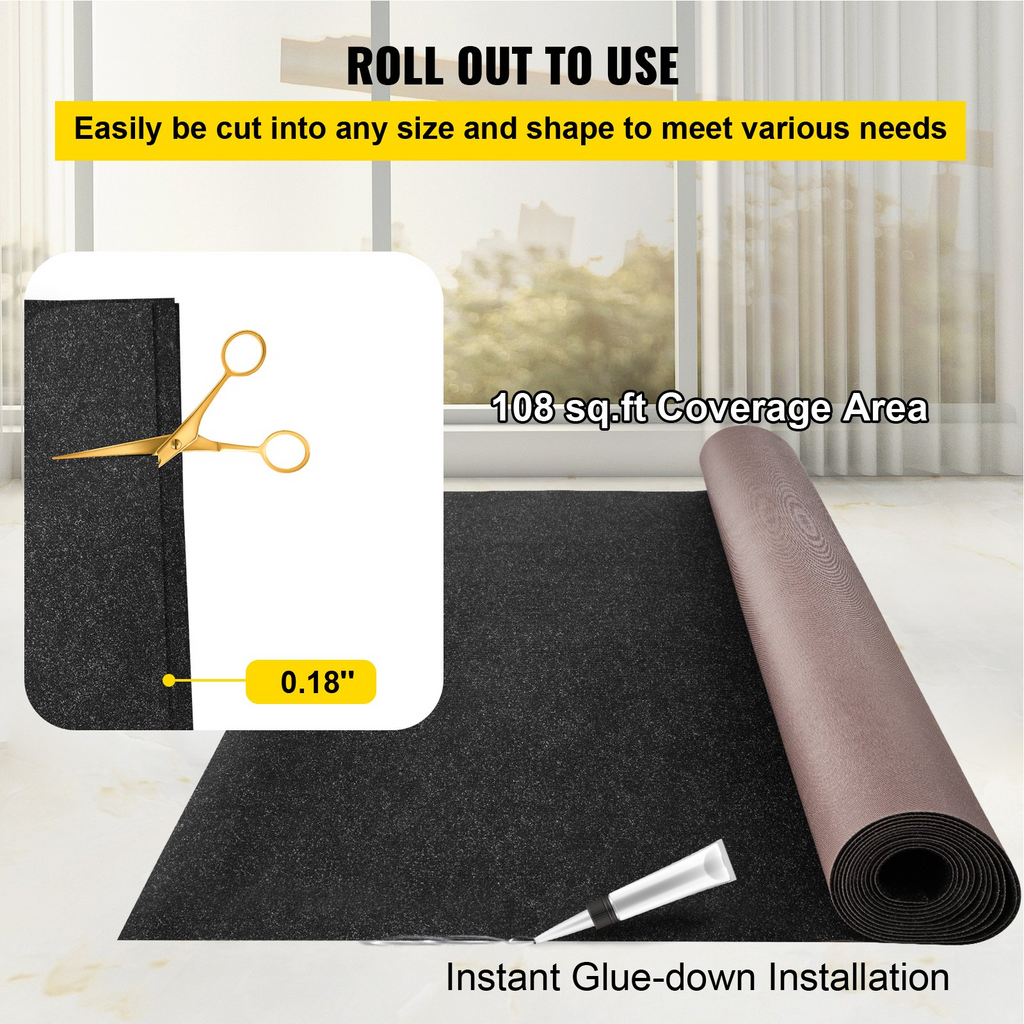 VEVOR Alfombra para barco 1,80 m x 5,50 m color negro