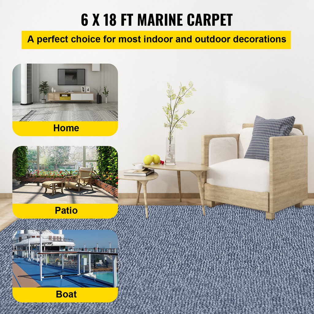 VEVOR Alfombra marina gris de 1,80 x 5,49 m para barco