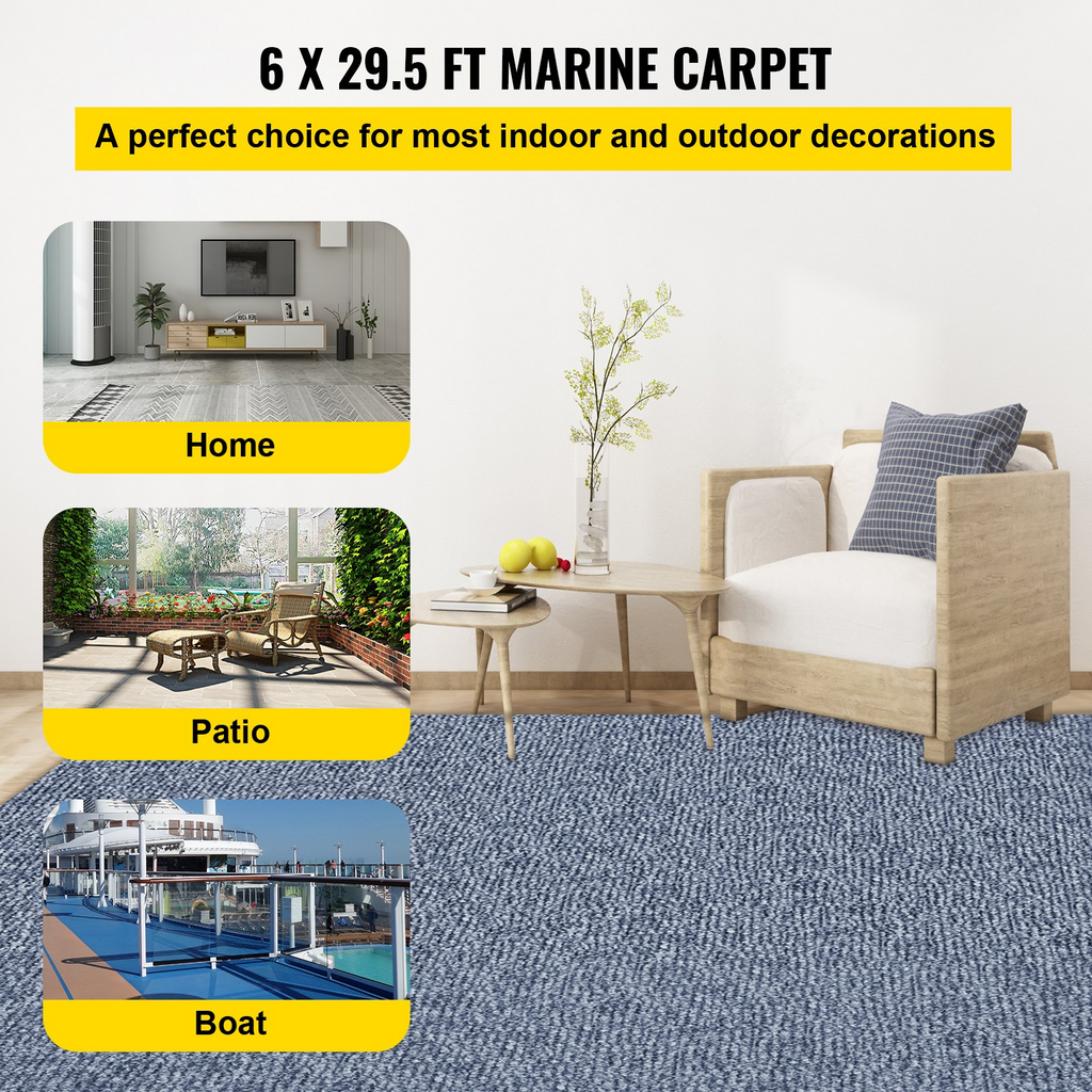 VEVOR Alfombra marina gris de 1,80 m x 8,9 m