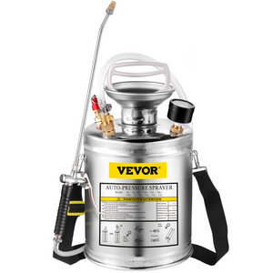 VEVOR Rociador de agua manual de 1 galón de acero inoxidable con varilla y mango de 12 pulgadas y manguera reforzada de 3 pies