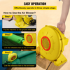 Soplador de aire VEVOR 450 W 0.6 HP para castillos inflables y toboganes amarillo