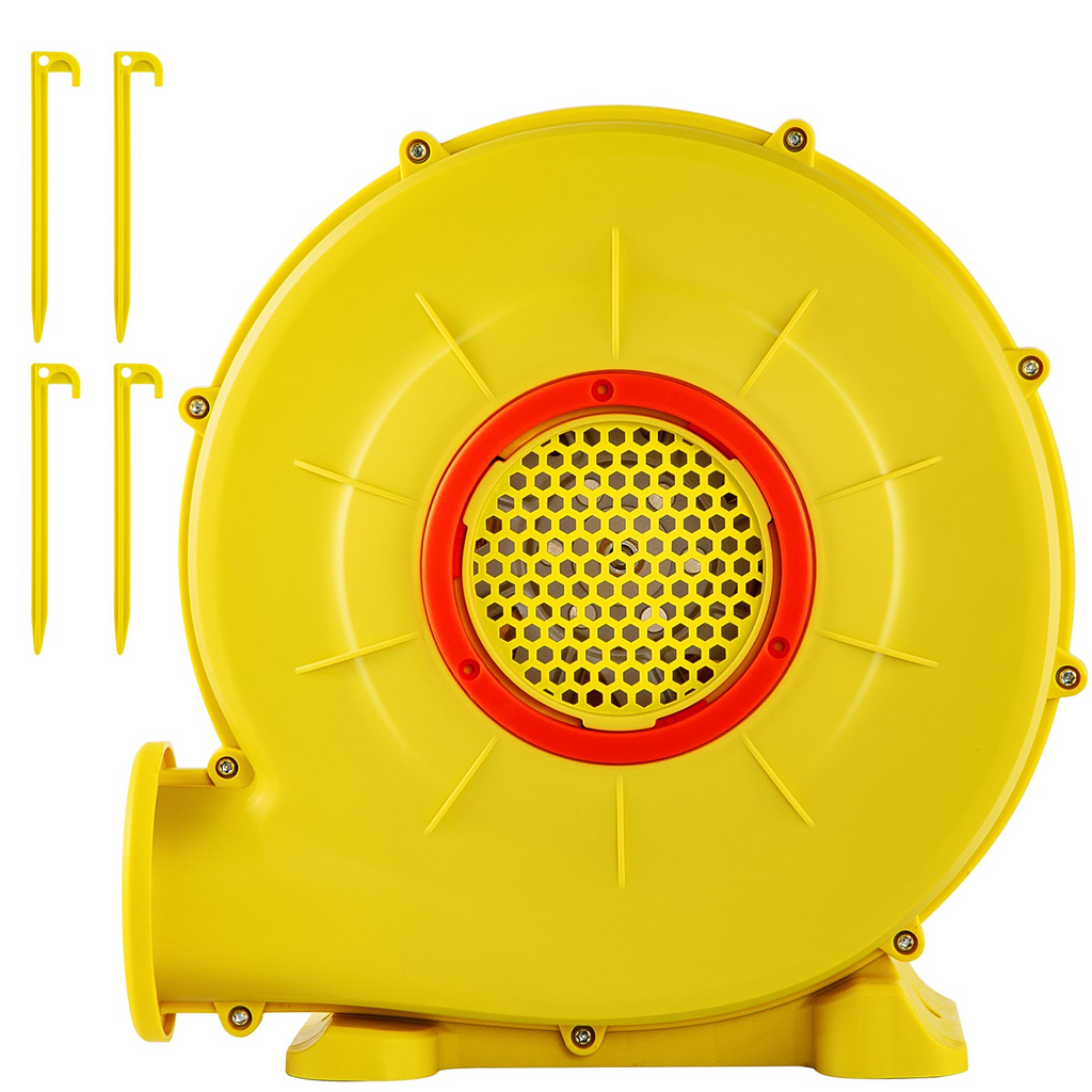 Soplador de aire VEVOR 450 W 0.6 HP para castillos inflables y toboganes amarillo