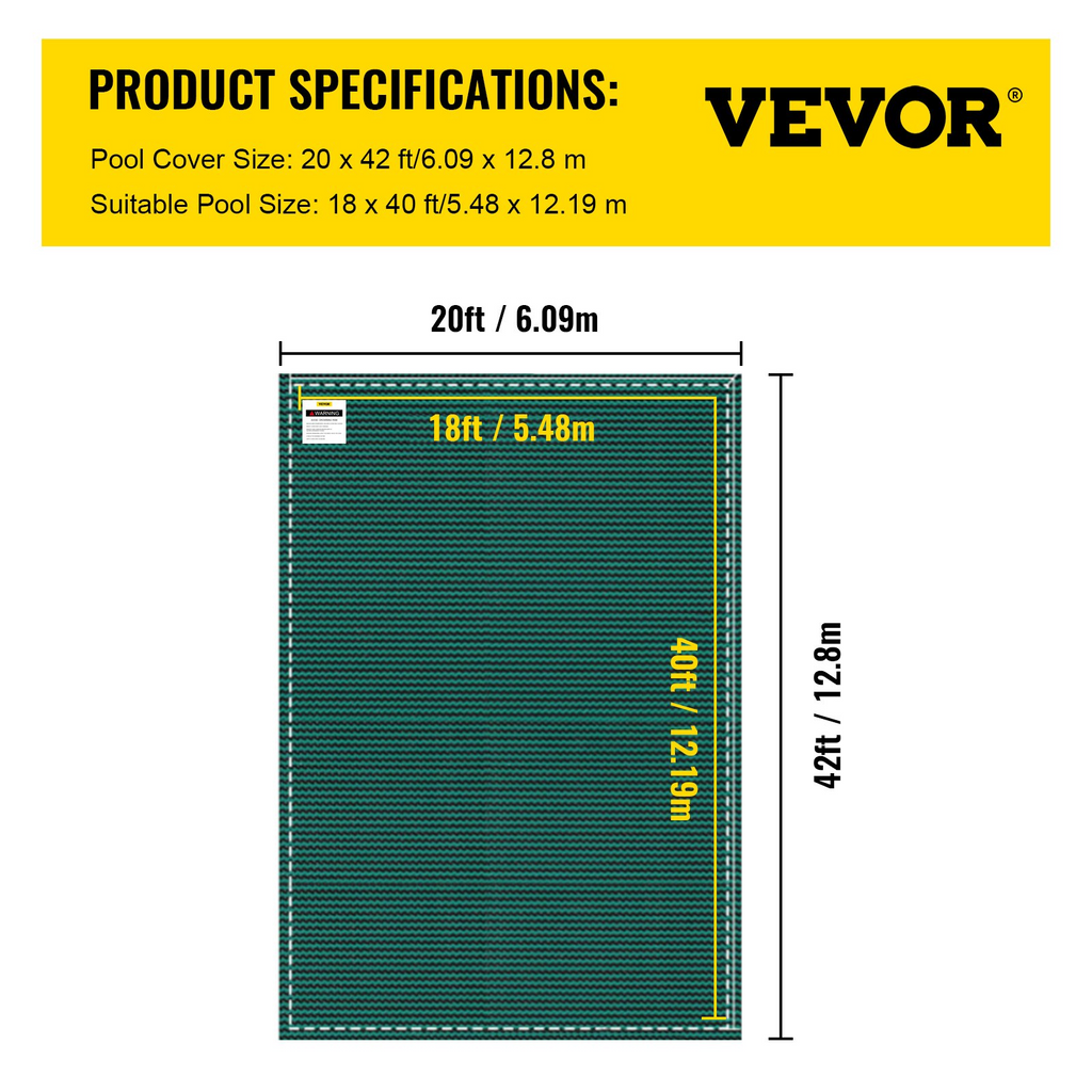 Cubierta de seguridad para piscina de 20 pies x 42 pies triple costura