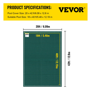 Cubierta de seguridad para piscina de 20 pies x 42 pies triple costura