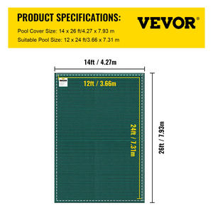 Cubierta de seguridad para piscina de 14 pies x 26 pies triple costura material PP de malla de alta resistencia