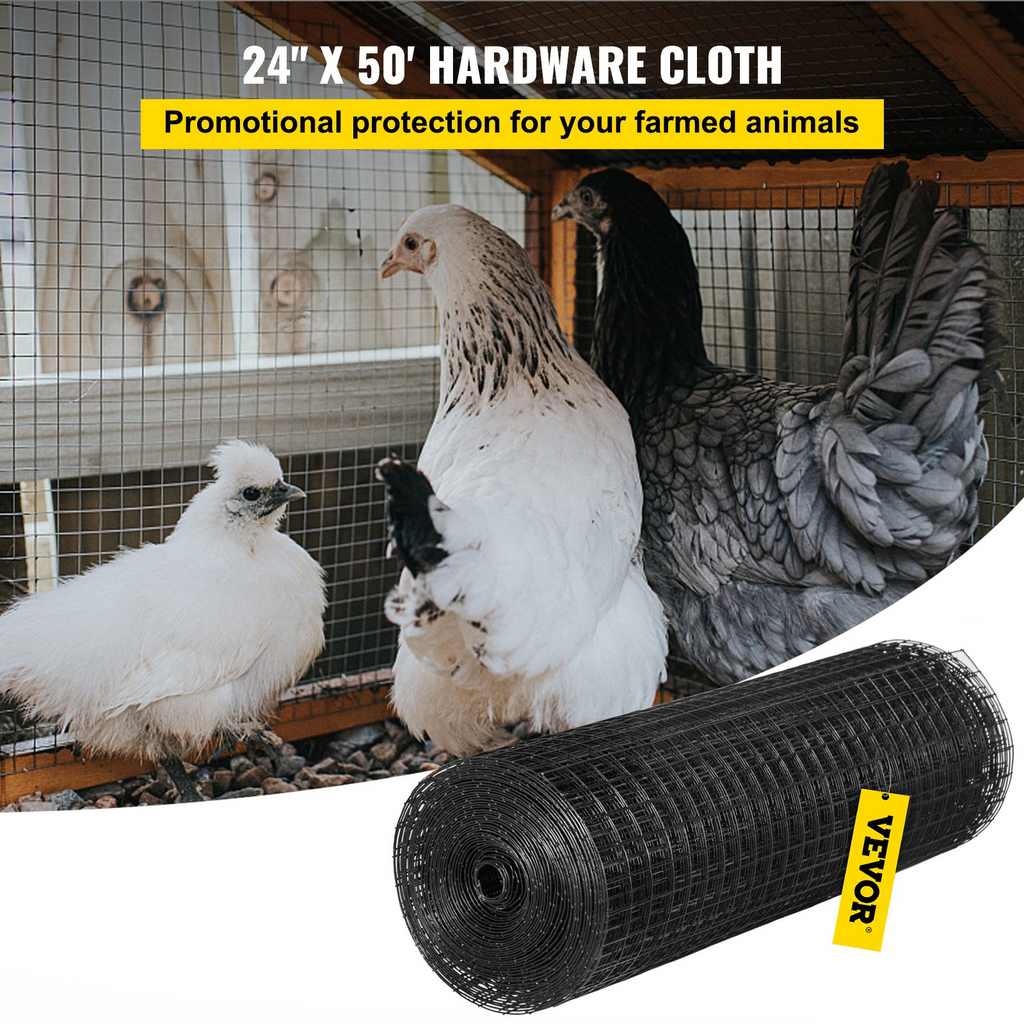 Cerca de alambre soldado VEVOR con revestimiento de vinilo para gallinas y conejos malla de 1" x 1" calibre 16, 24" x 50'