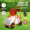 Pulverizador de césped a batería VEVOR con ruedas presión ajustable de 0 a 90 PSI tanque de 15 galones con 8 boquillas y 2 varillas batería de 12 V 12 Ah