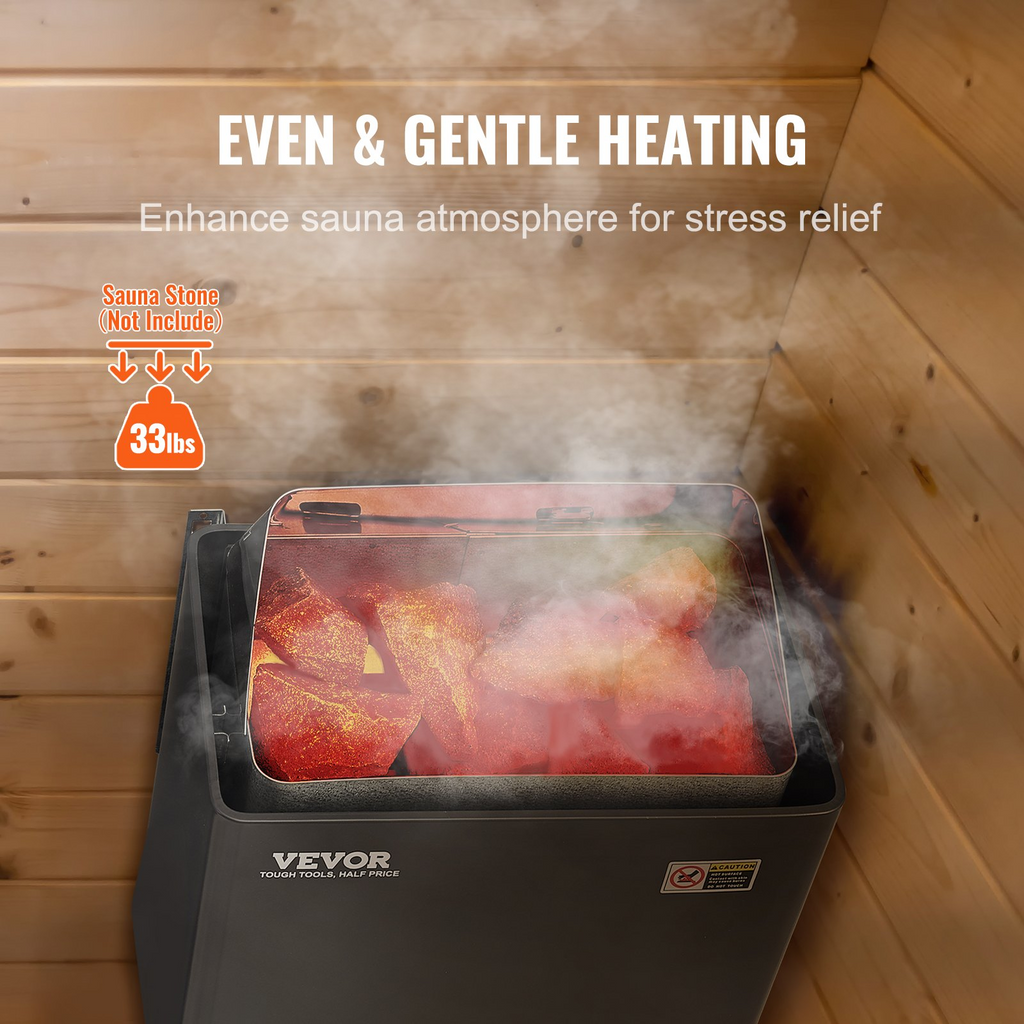 Calentador de sauna VEVOR de 4,5 KW y 220 V temporizador de 3 h y temperatura ajustable para un máximo de 105-210 pies cúbicos