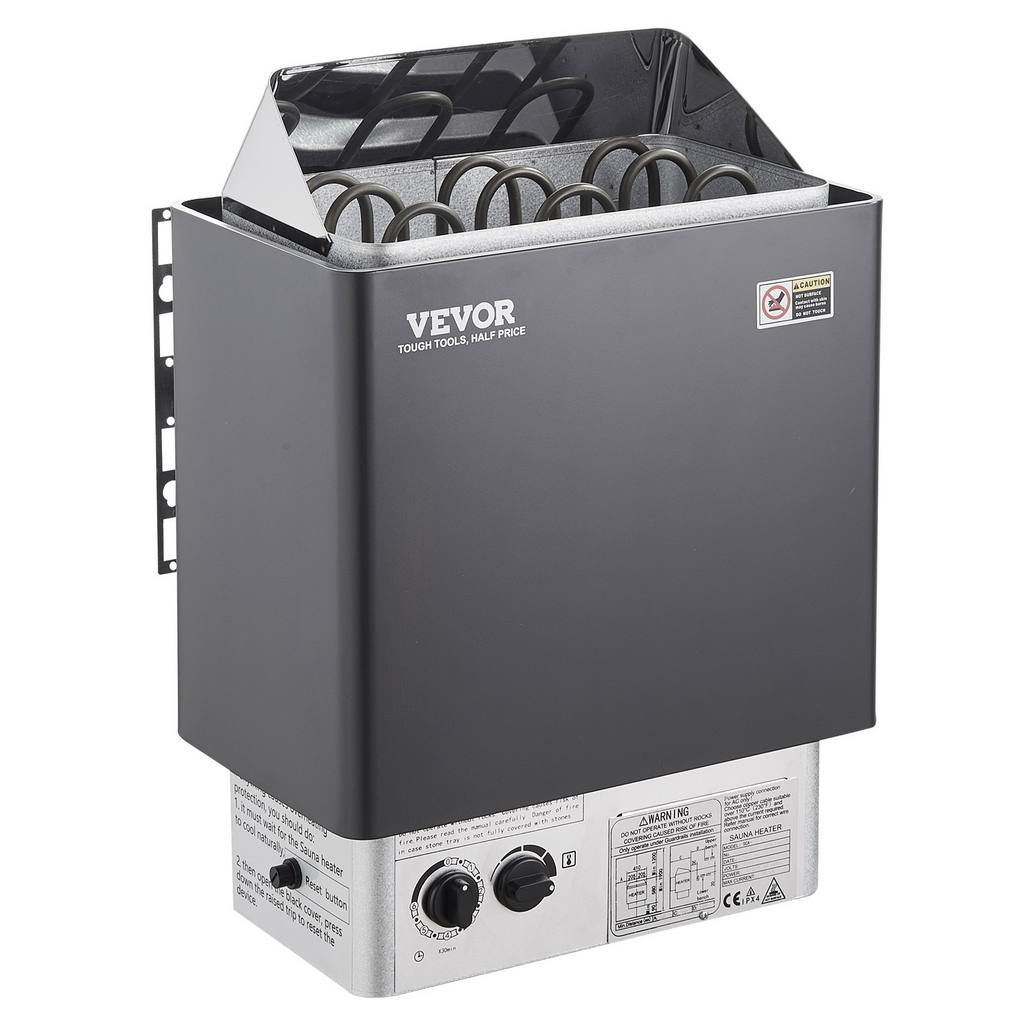 Calentador de sauna VEVOR de 4,5 KW y 220 V temporizador de 3 h y temperatura ajustable para un máximo de 105-210 pies cúbicos
