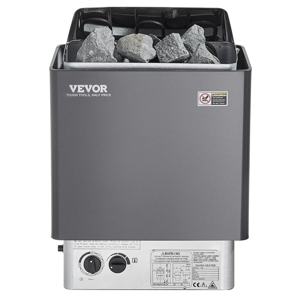 Calentador de sauna VEVOR de 4,5 KW y 220 V temporizador de 3 h y temperatura ajustable para un máximo de 105-210 pies cúbicos