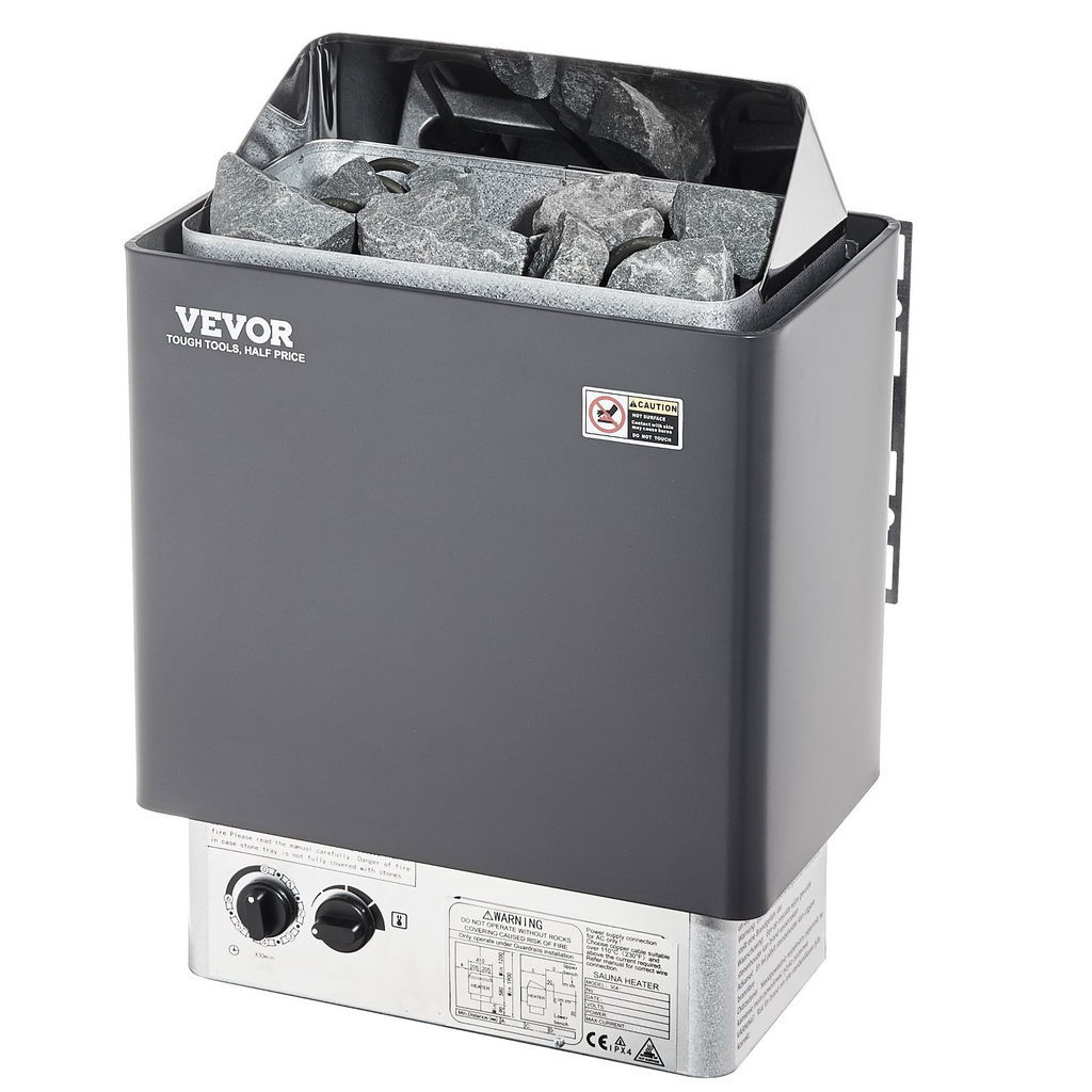 Calentador de sauna VEVOR de 4,5 KW y 220 V temporizador de 3 h y temperatura ajustable para un máximo de 105-210 pies cúbicos