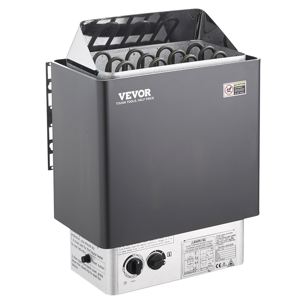 Calentador de sauna VEVOR de 6KW y 220V temporizador de 3 h y temperatura ajustable para un máximo de 176-318 pies cúbicos