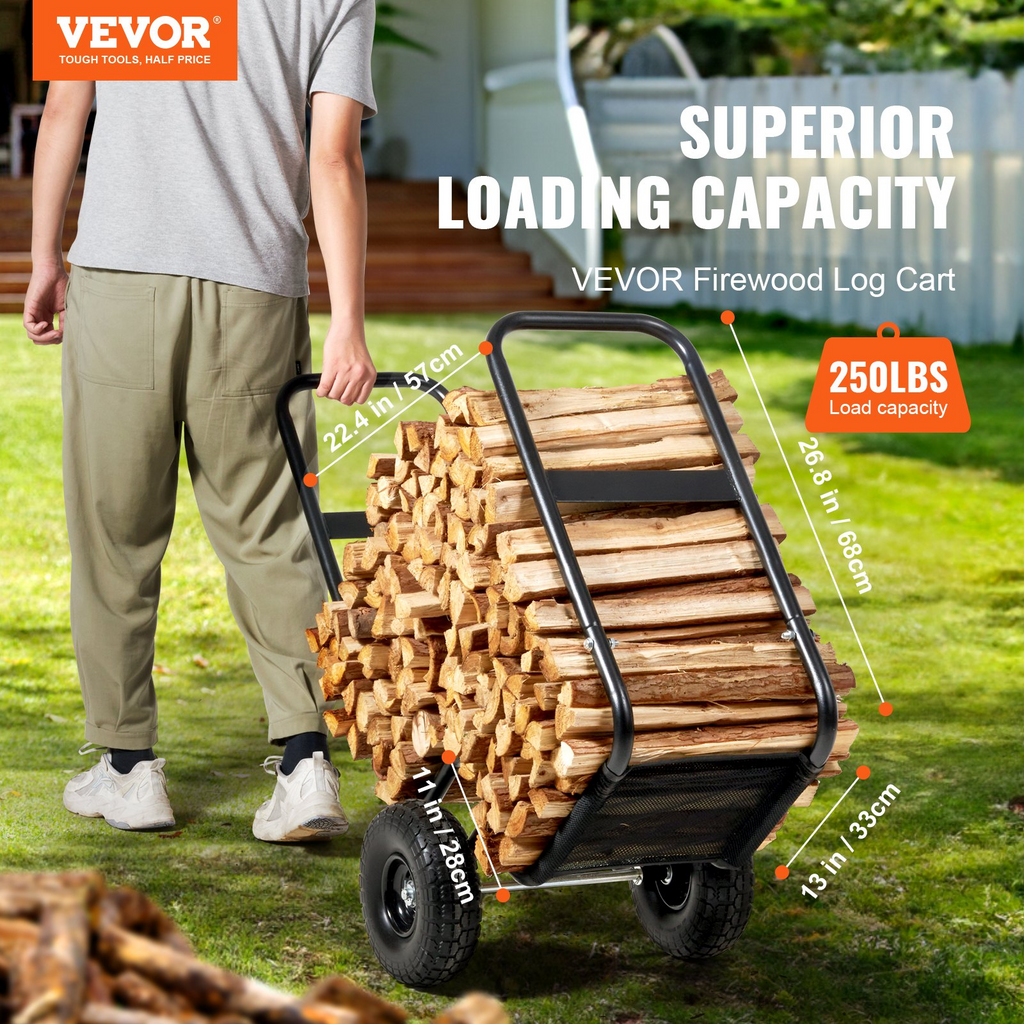 VEVOR Carrito para leña capacidad de 250 libras