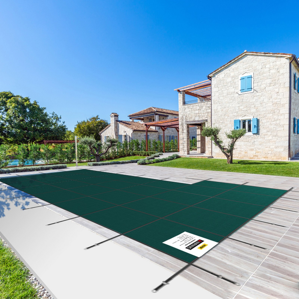 VEVOR Cubierta de seguridad para piscina enterrada de 18 pies x 34 pies con escalón izquierdo