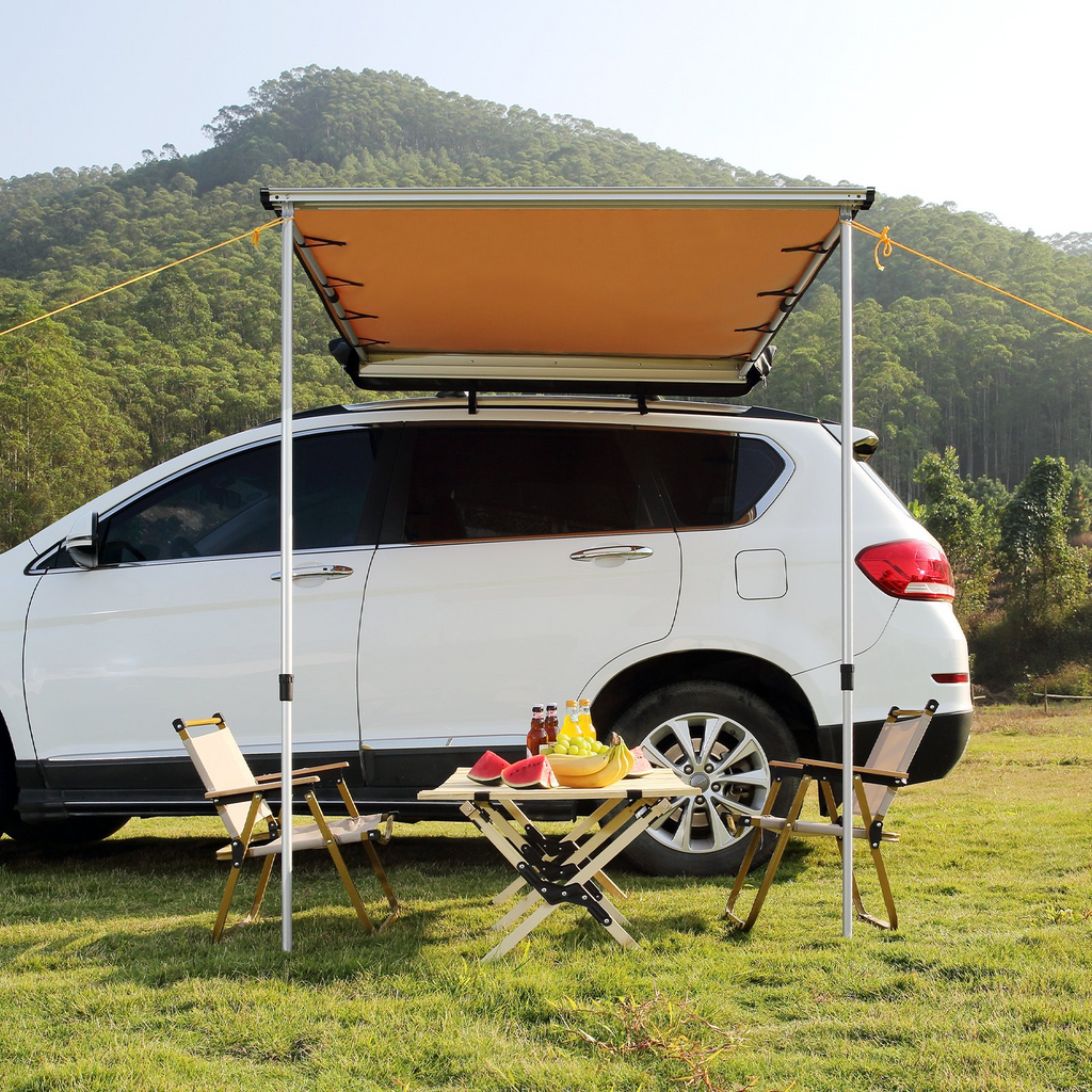 Toldo lateral para coche VEVOR de 4,6 x 6,6 pies retráctil para coche PU3000 mm UV50+ con bolsa de almacenamiento impermeable