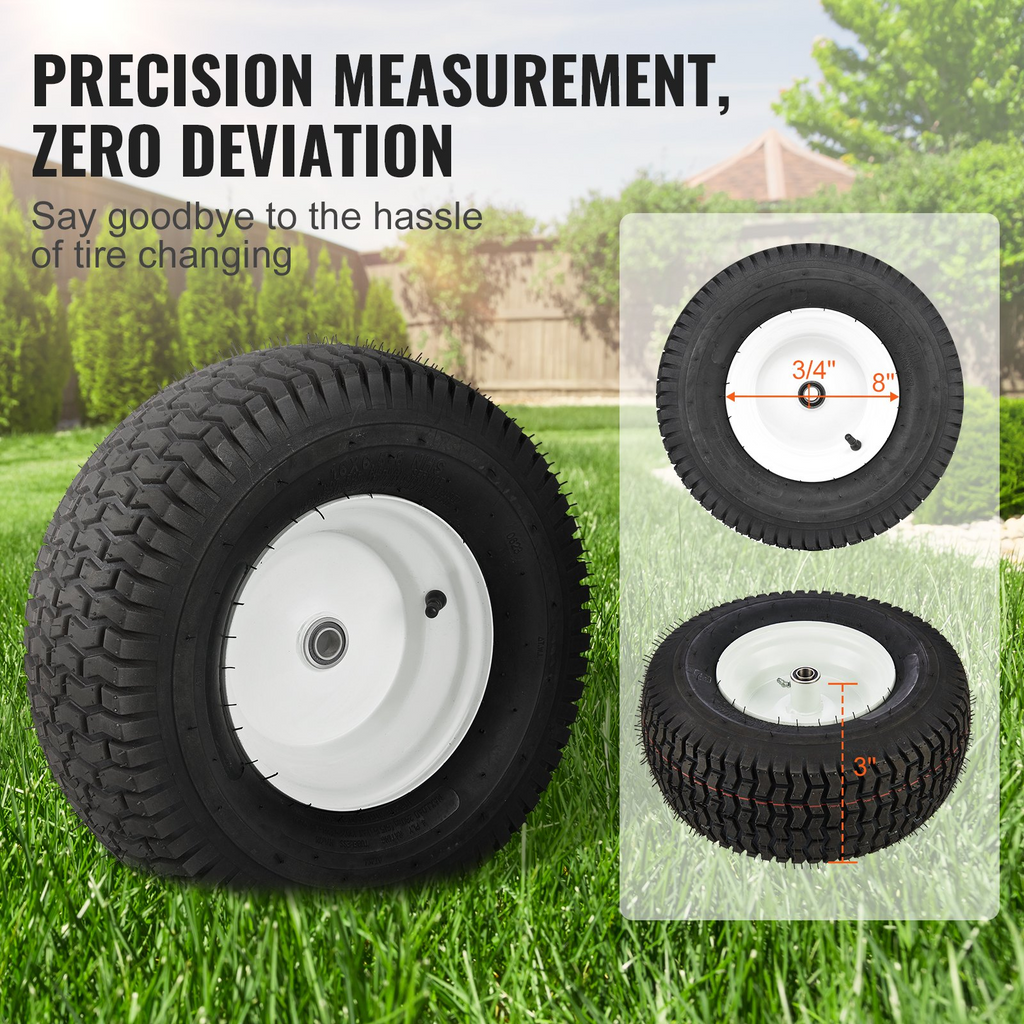 Paquete de 2 Neumáticos para tractor cortacésped VEVOR con llanta sin cámara de 16 x 6,5 a 8" 3" tamaño de buje de 3/4"