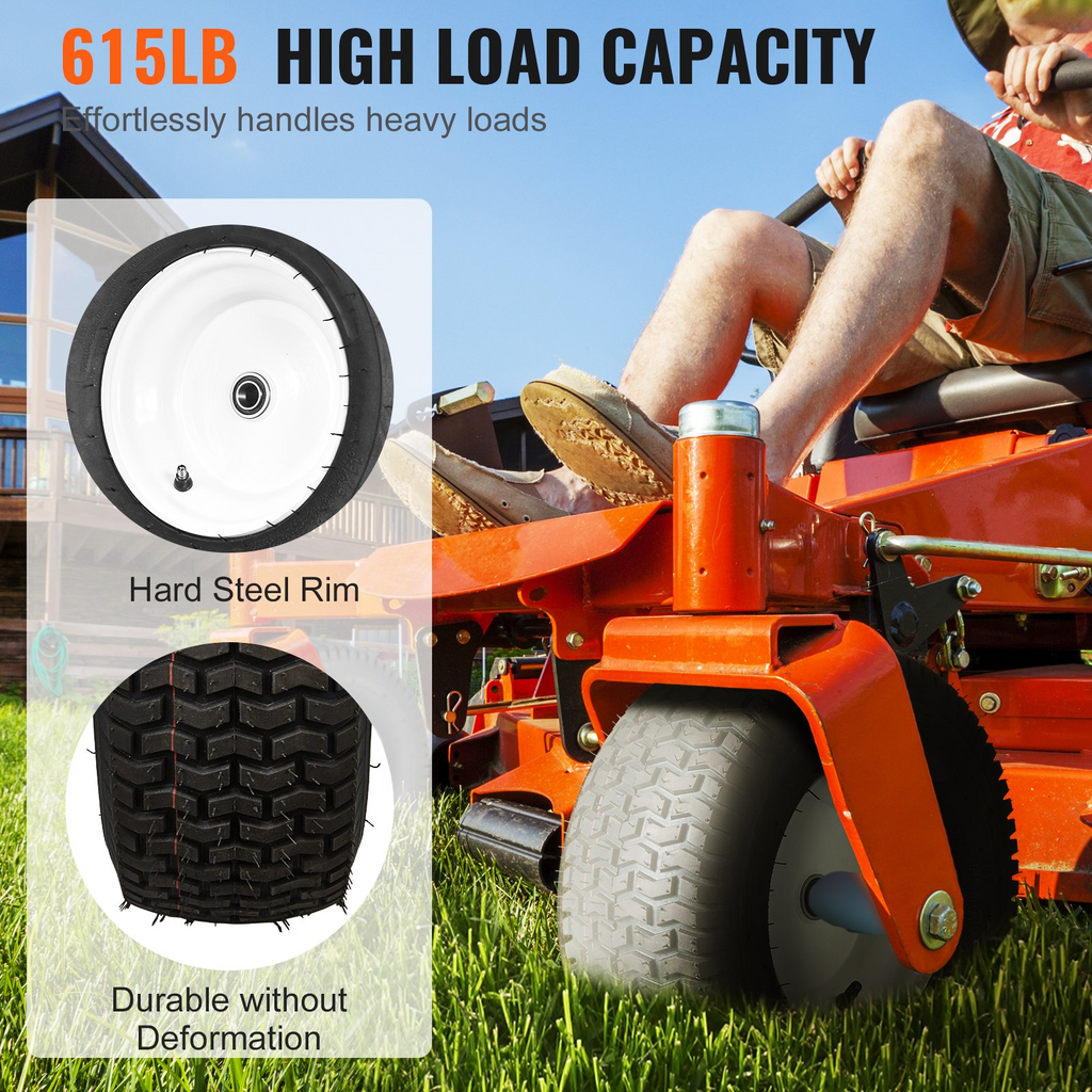 Paquete de 2 Neumáticos para tractor cortacésped VEVOR con llanta sin cámara de 16 x 6,5 a 8" 3" tamaño de buje de 3/4"