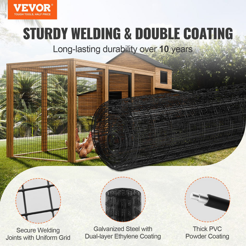 Malla metálica VEVOR rollo de malla de alambre galvanizado de 24'' x 50' calibre 16