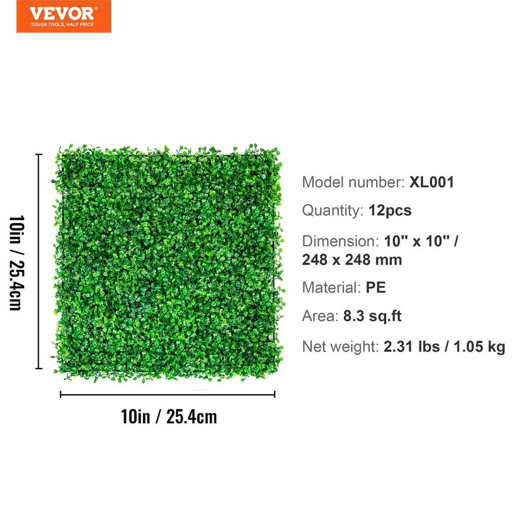 VEVOR 12 paneles de boj artificial de 10 x 10 pulgadas