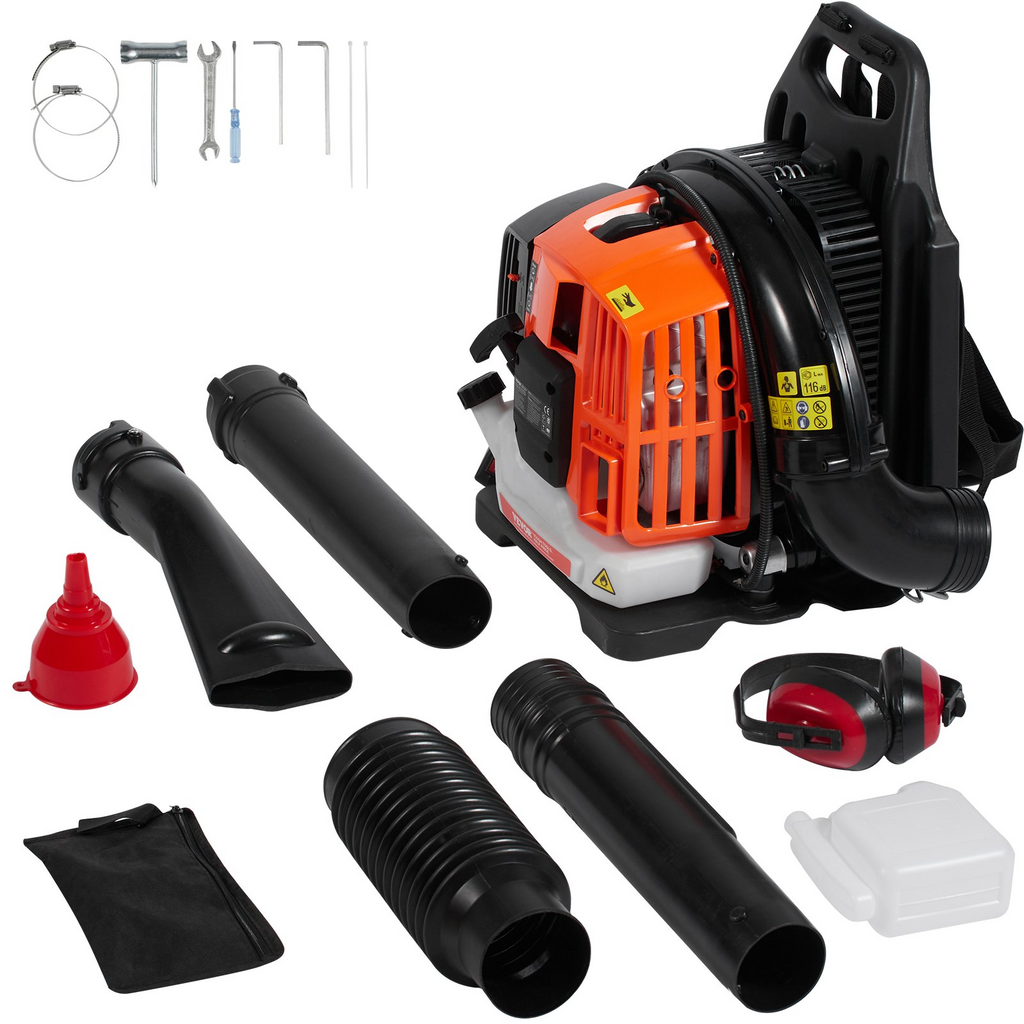 Soplador de hojas con mochila VEVOR 2 tiempos 52 CC con tanque de combustible de 1,37 L 480 CFM 175 MPH