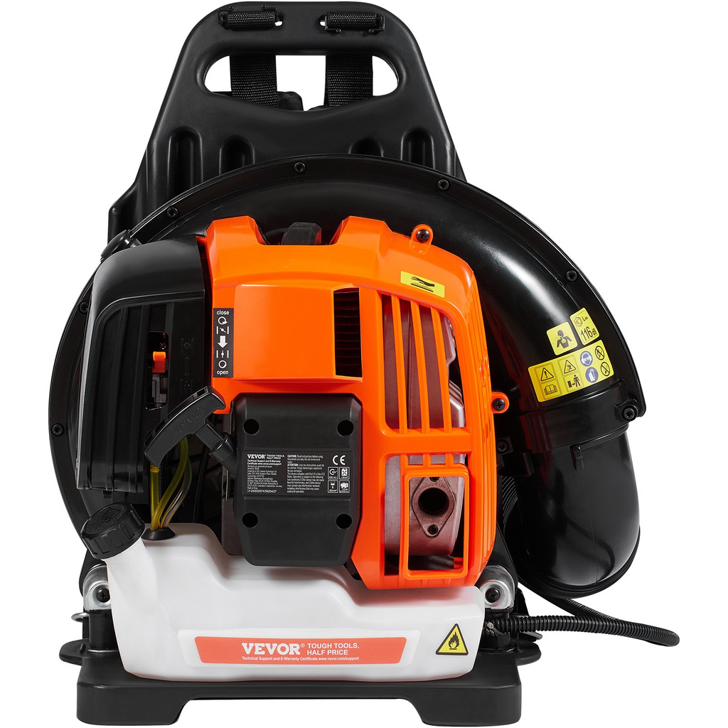 Soplador de hojas con mochila VEVOR 2 tiempos 52 CC con tanque de combustible de 1,37 L 480 CFM 175 MPH