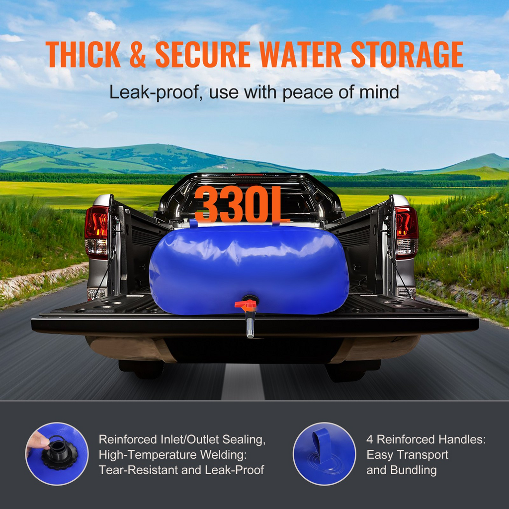VEVOR - Tanque de agua para RV de 330 l/87 galones contenedor de agua plegable de PVC azul 1000 D
