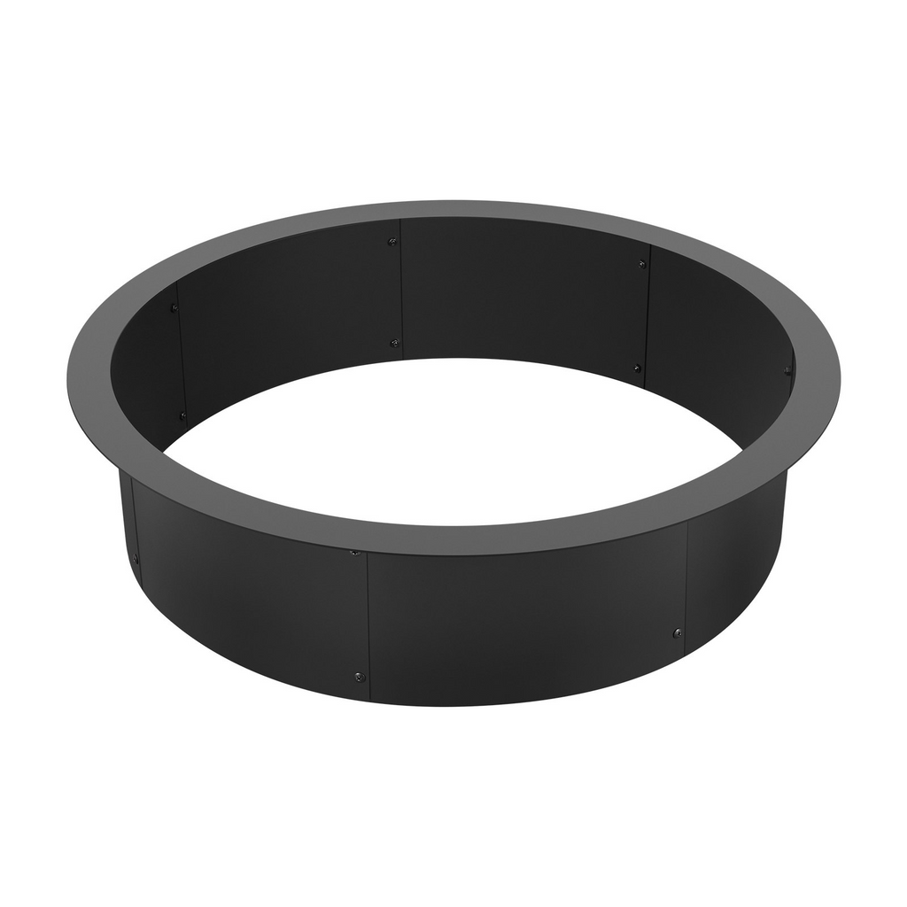 Anillo para fogata redondo de 35 pulgadas con revestimiento exterior de acero