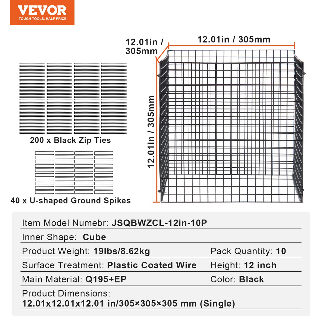 VEVOR - Paquete de 10 protectores de plantas de animales de 12 x 12 pulgadas