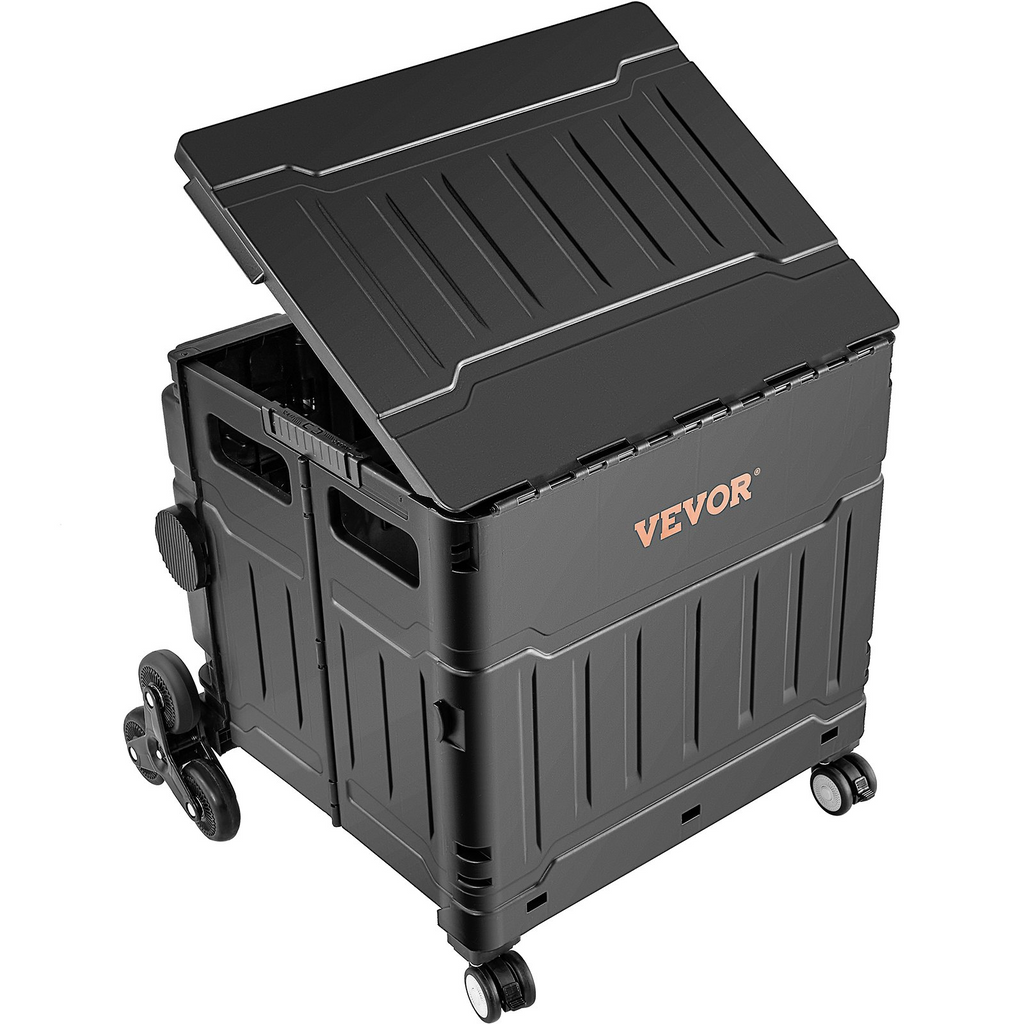 Carrito de compras plegable VEVOR de 53 l con tapa y asa ajustable para subir escaleras