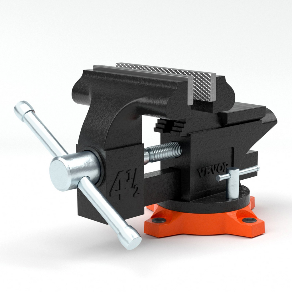 Tornillo de banco VEVOR de 4,5" con yunque y base giratoria de 240° multiusos de alta resistencia
