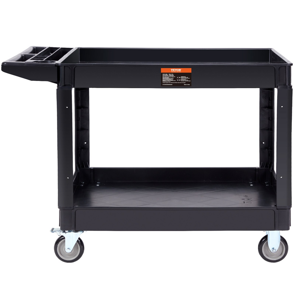 VEVOR Carrito de servicio multiusos con 2 estantes y capacidad de 550 libras
