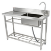 Fregadero de acero inoxidable VEVOR 1 compartimento con grifo de banco de trabajo y patas 47,2 x 19,7 x 37,4 pulgadas