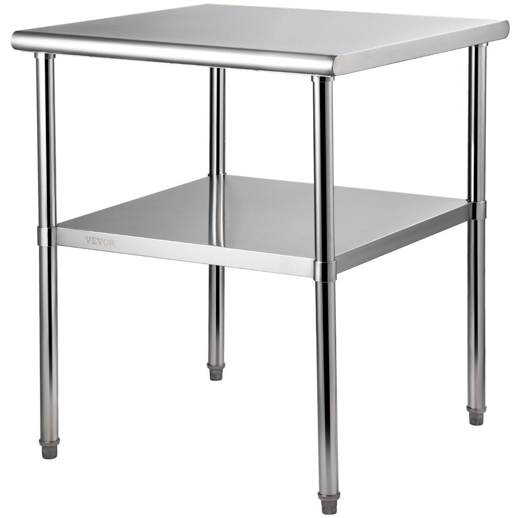 Mesa de preparación de acero inoxidable VEVOR 30 x 30 x 36 pulgadas capacidad de carga de 800 libras