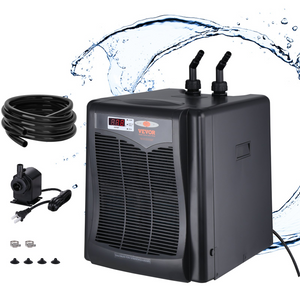 Enfriador de acuario VEVOR 110 galones 416 L hidropónico de 1/3 HP compresor de refrigeración silencioso para agua de mar y agua dulce