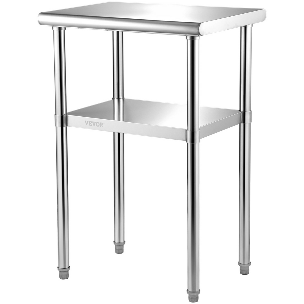 Mesa de preparación de acero inoxidable VEVOR 24 x 18 x 36 pulgadas capacidad de carga de 600 libras