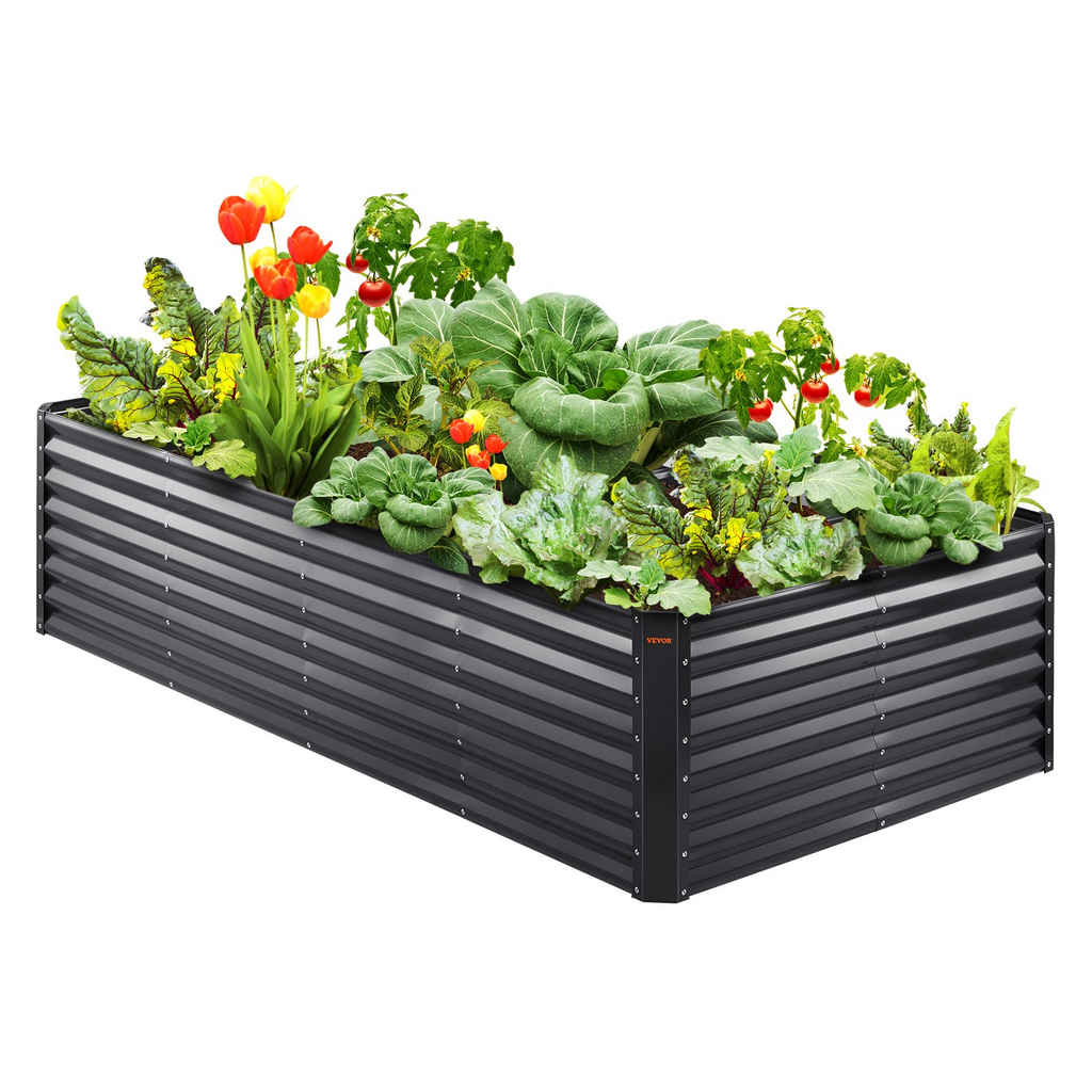 VEVOR - Macetero elevado galvanizado para jardín 249,5 x 120,9 x 59,4 cm