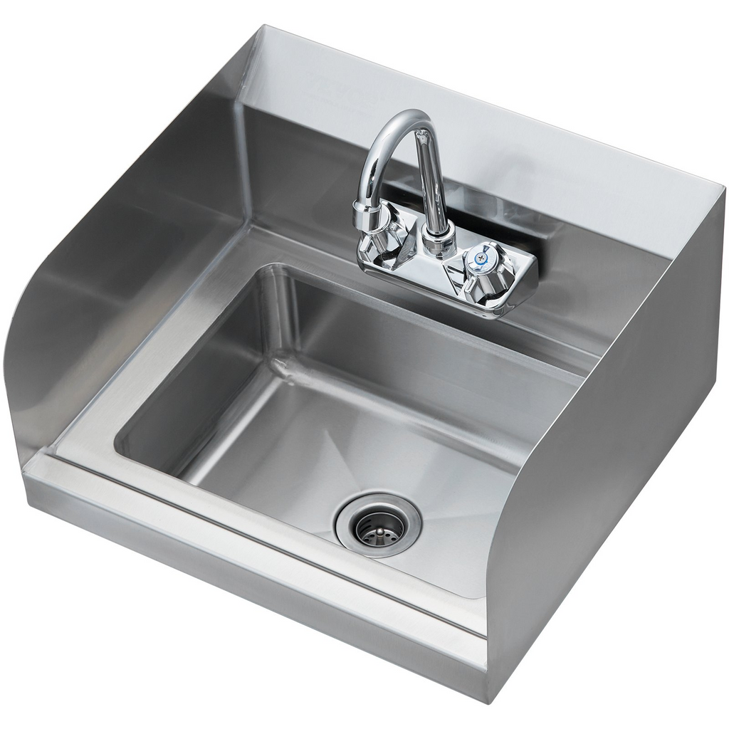 Lavamanos comercial con grifo y protector contra salpicaduras lateral 17 x 12,8 pulgadas