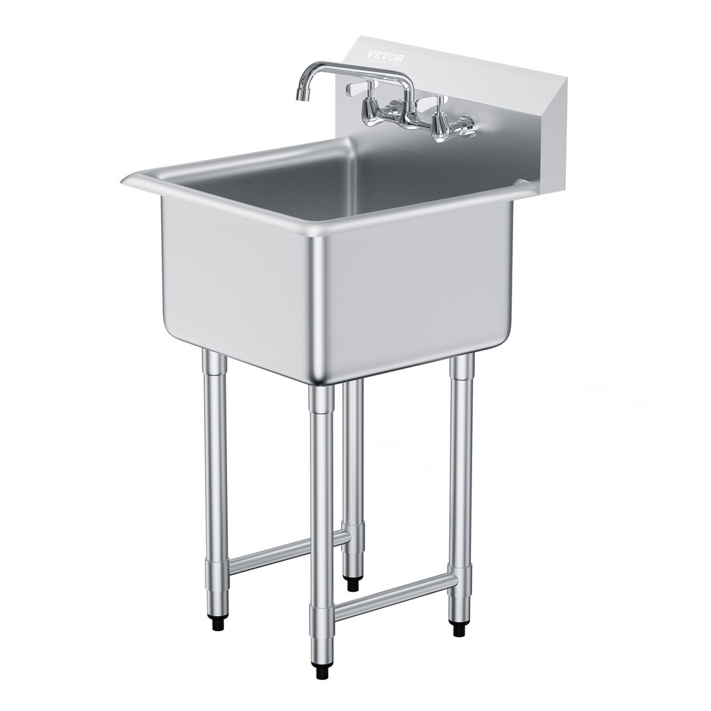 Fregadero de acero inoxidable VEVOR para uso general y preparación de 1 compartimento de un solo tazón de 21" x 41"