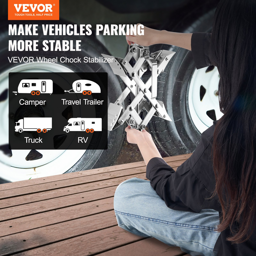 VEVOR Estabilizador de calzos para ruedas de autocaravana para ruedas de RV en forma de X Apto para Espacios de Neumáticos de 1.5" a 10"