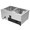 Calentador de alimentos comercial de 2 sartenes de 2 x 12 qt, 1500 W con control de temperatura de 86 a 185 °F