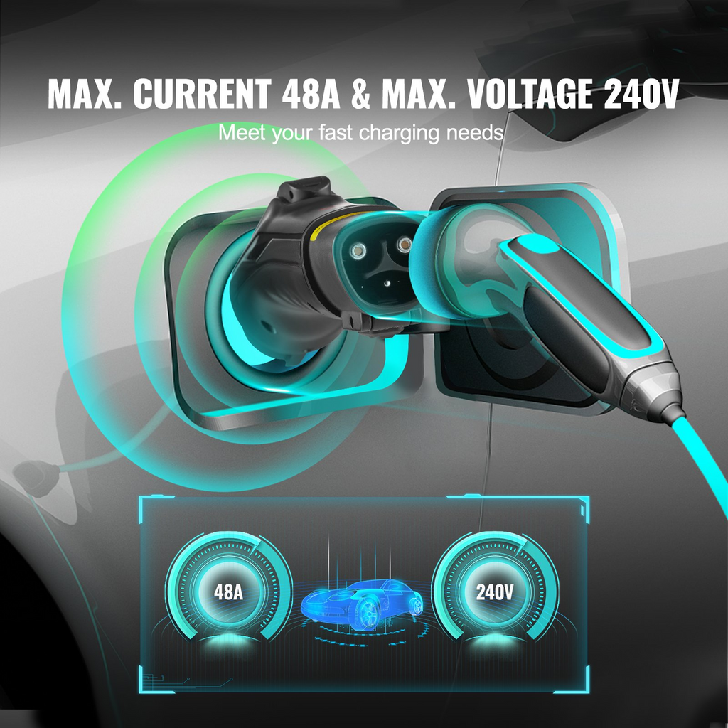 Adaptador de carga VEVOR Tesla a J1772 máx. 48 A 240 V  IP65