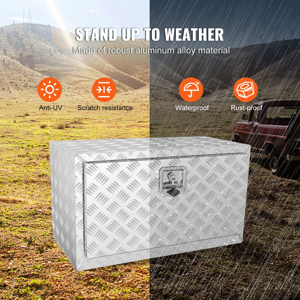VEVOR Caja de almacenamiento para debajo de la carrocería de camión 30" × 17" × 18" con pestillo de manija en T para camión furgoneta remolque