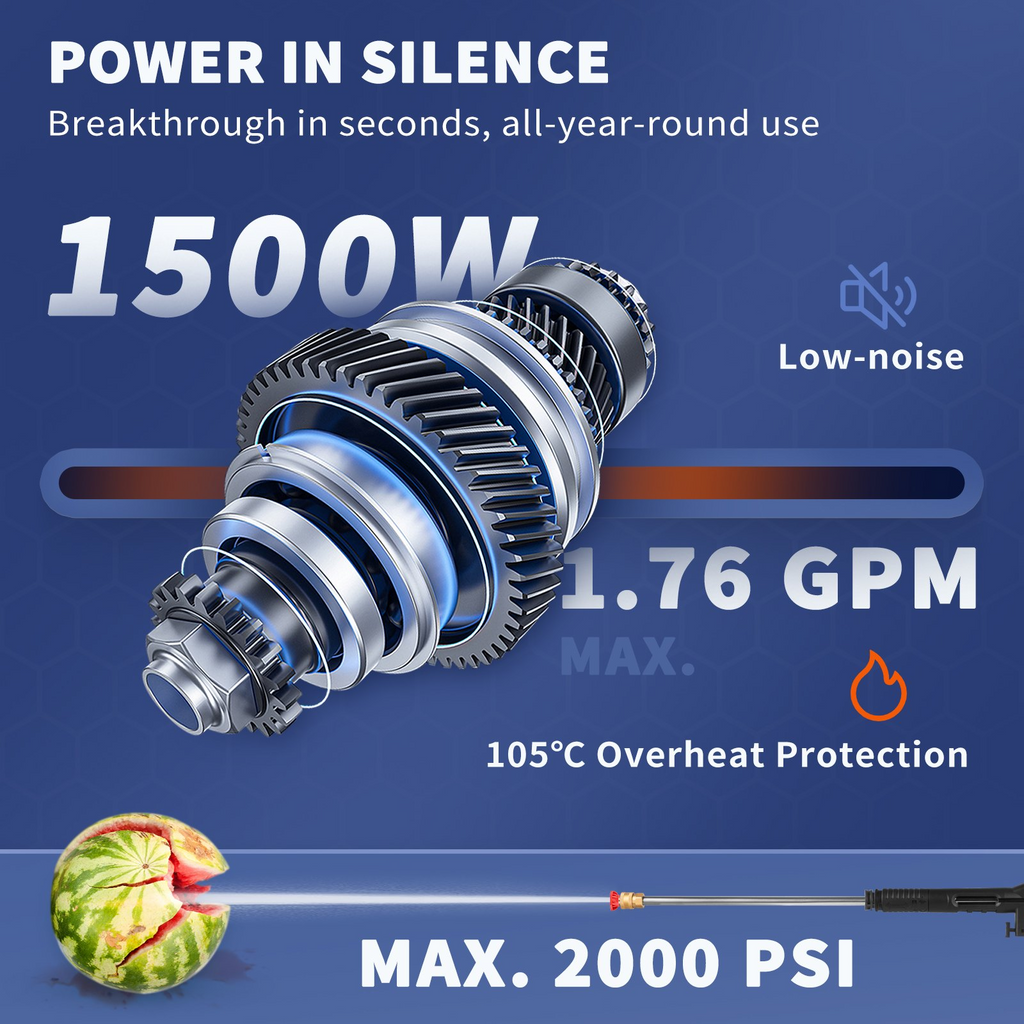 Hidrolavadora eléctrica VEVOR 2000 PSI máx 1,76 GPM