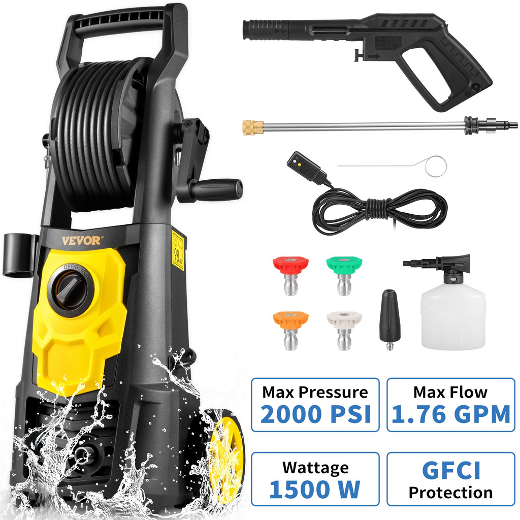 Hidrolavadora eléctrica VEVOR 2000 PSI máx 1,76 GPM